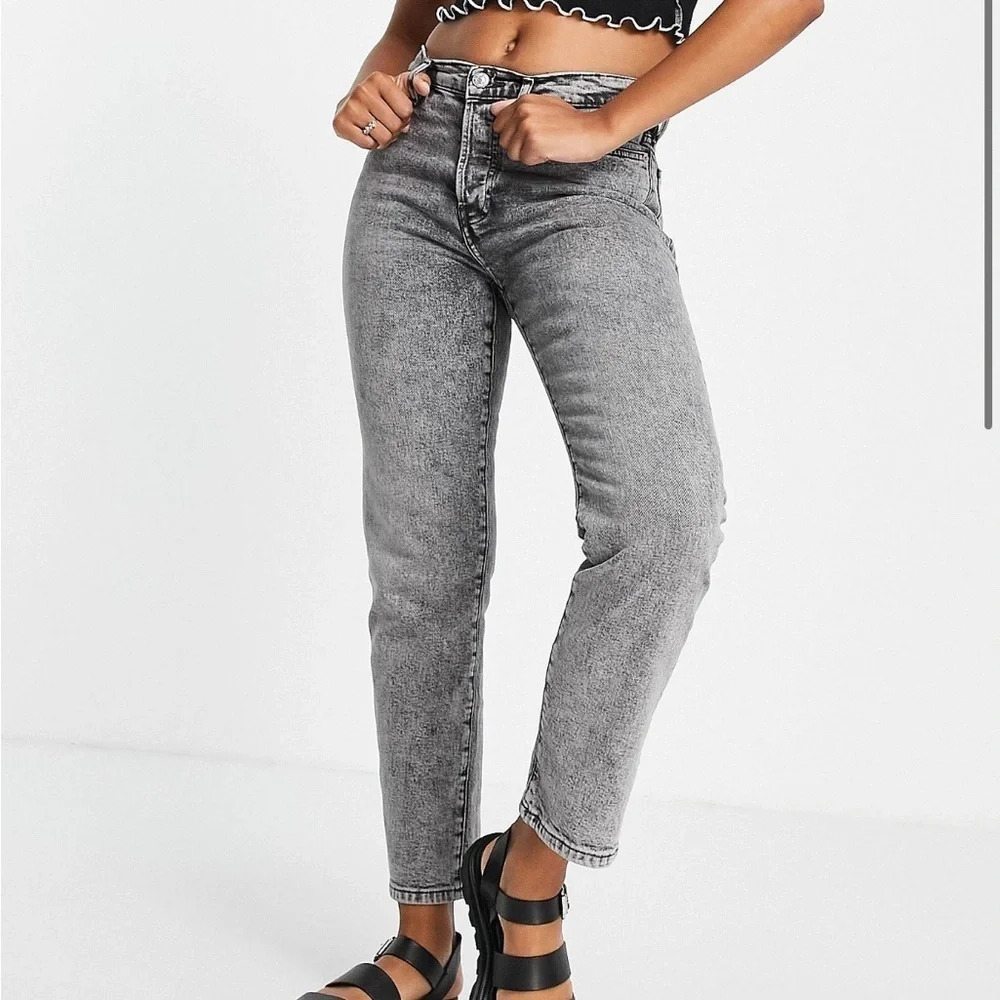 Mango Mar Black Acid Wash Ankle Jeans Size 2